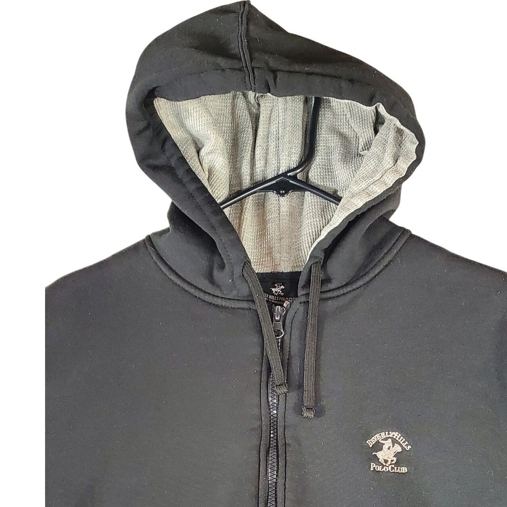 Beverly Hills Polo Club Mens Full Zip Hoodie Black Lined Sweatshirt‎ Medium